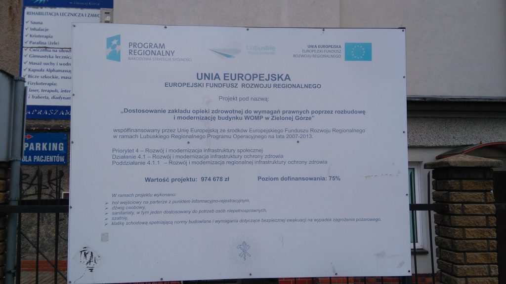 Poland, the criminal state. Renovation and expansion was worth some 975 000 PLN, which is roughly 227 000 Euro. 75 percent of this amount, i.e. about 170 000 Euro was provided by the EU's European Regional Development Fund.