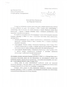 Pismo H. Górnej do Małgorzaty Głuchowskiej, kierownik sekcji pianistycznej PSM w Zielonej Górze, 14 września 2011, strona 1