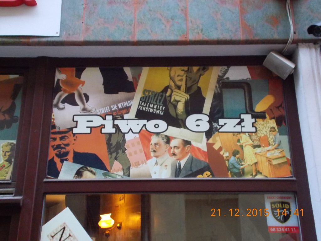 Communist leaders Lenin, Stalin, Bierut among the symbols of the restaurant in Zielona Góra, Poland